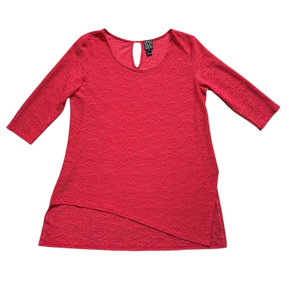 Clara Sun Woo  Lace Textured Asymmetrical Hem Tunic Size Medium - Picture 2 of 6